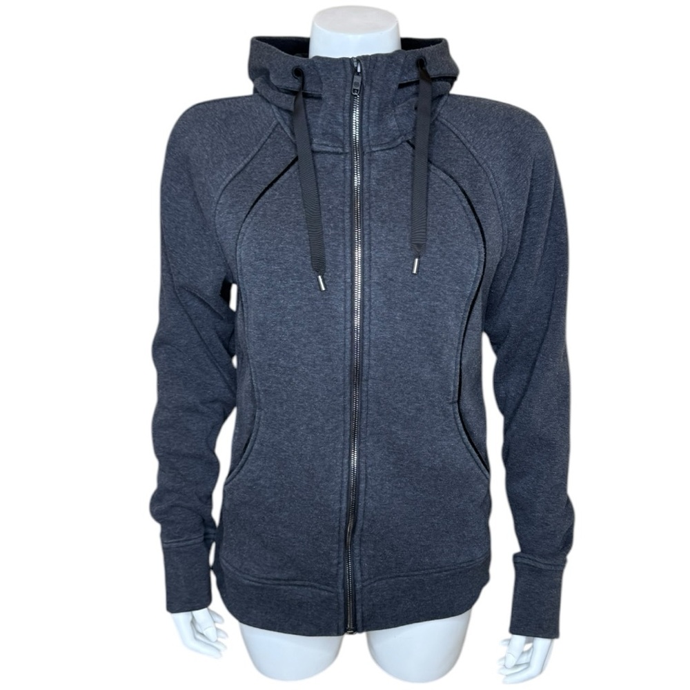 Lululemon Scuba Full-Zip Hoodie Plush 10 Heathered Black LW4ATWS